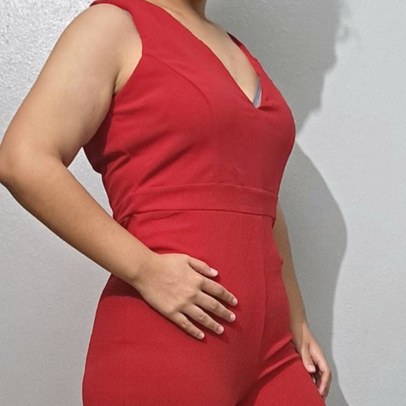 Passion Red Sleeveless Women’s Jumpsuit – Plus – 2X & 3X - Picture 2 of 8